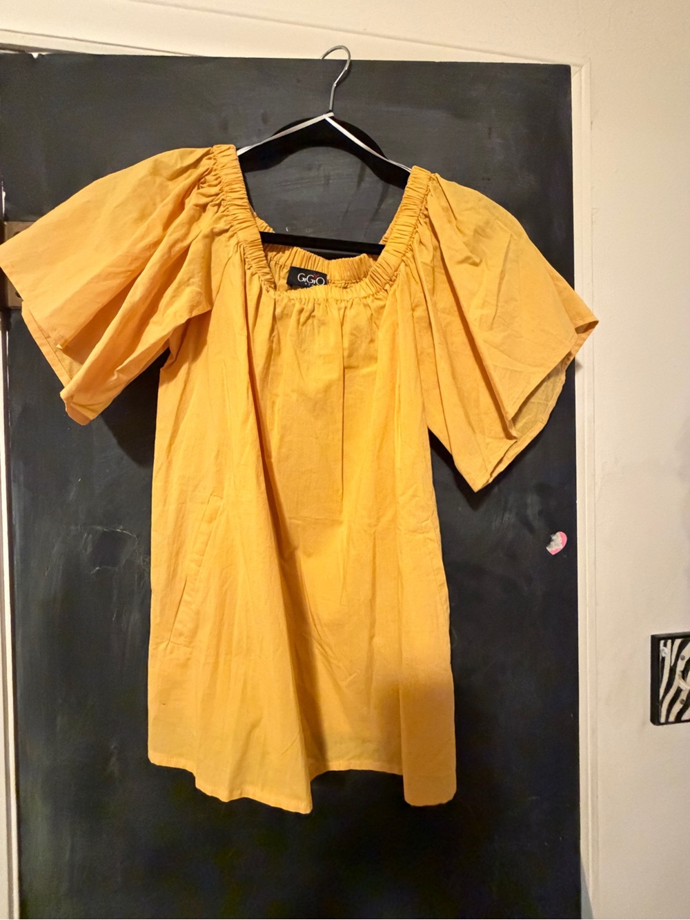 Gigio Mustard Yellow Off-Shoulder Peasant Top Size Small
